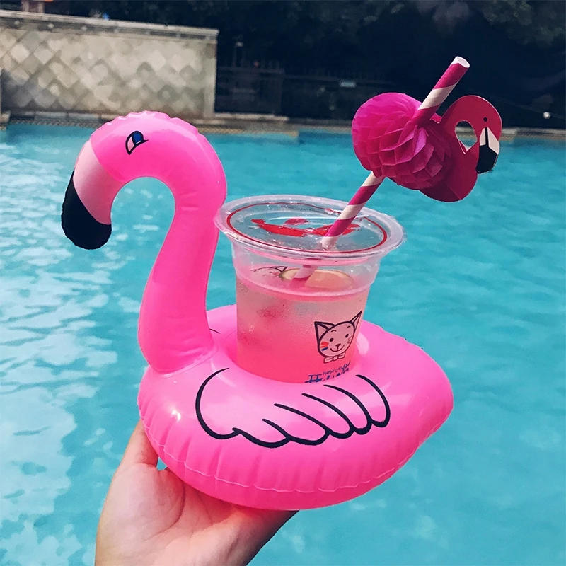 Description Picture 6 of itemAir Mattresses for Cup Inflatable Flamingo Drinks Cup Holder Pool Floats Bar Coasters Floatation Devices Pink
