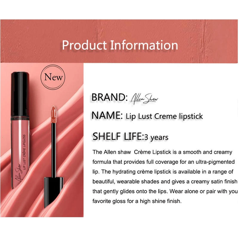 Description Picture 3 of itemLiquid Lipstick Waterproof Shimmer Lip Gloss Tint Long Lasting Velvet Cream Lips Colors Matte Lipsticks Makeup Sexy 12 Colors