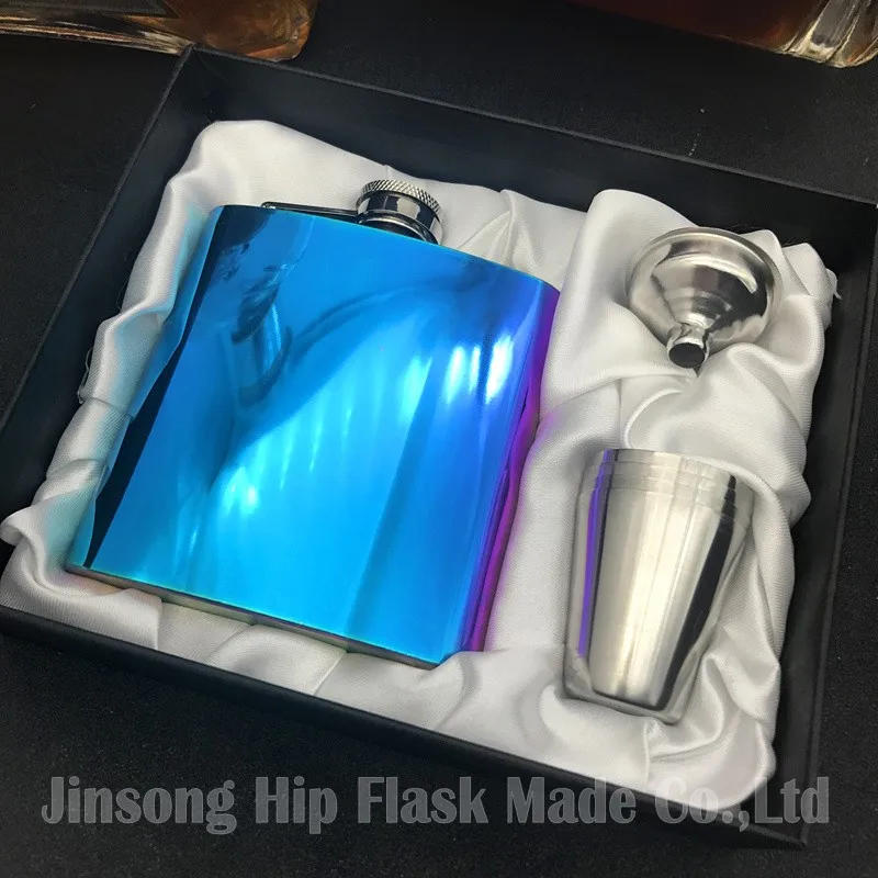 Description Picture 5 of item68set  Matt black  6oz hip flask with  4 cups and one funnel in black gift box,18/8 stainless steel
