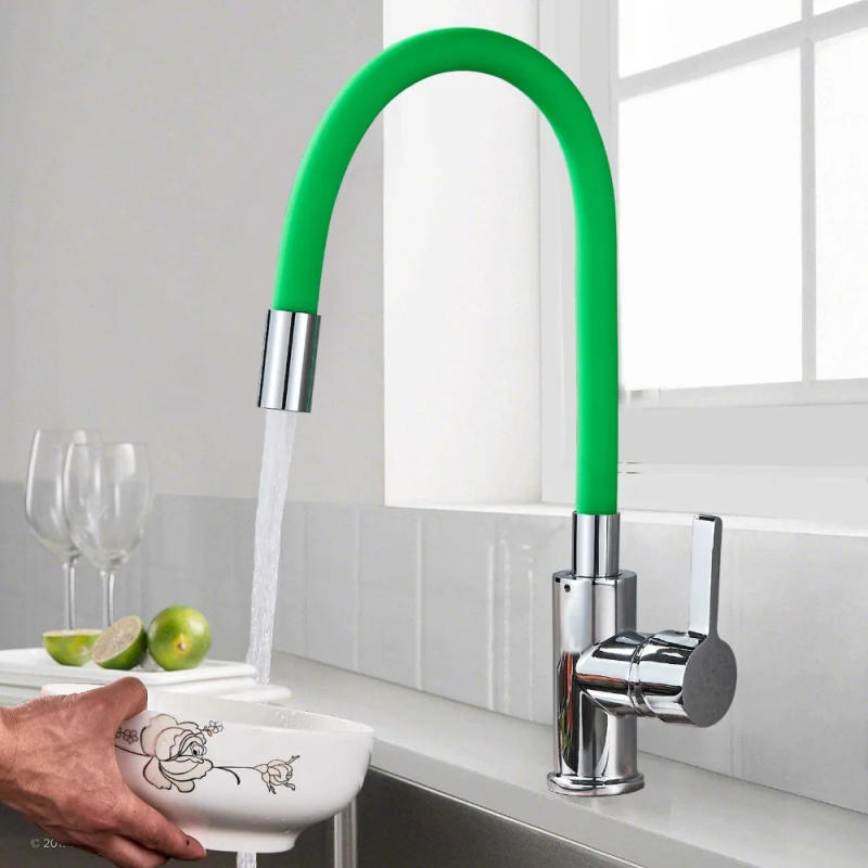 Description Picture 5 of itemOrange Pipe Flexible Neck Kitchen Sink Faucet Chrome Universal pipe Hot Cold Kitchen Mixer Tap Deck Mounted Bathroom Kitchen Tap