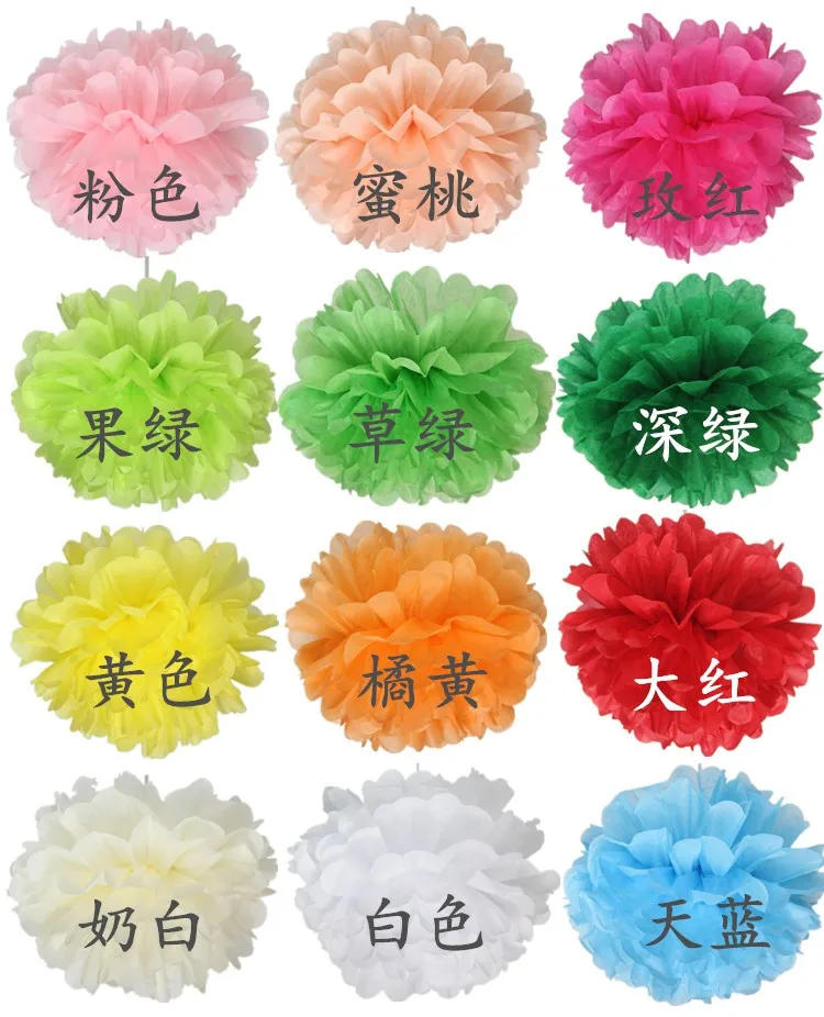 Description Picture 3 of itemHot sale 1 pcs 15cm=6 inch Tissue Paper Flowers paper pom poms balls lanterns Party Decor Craft Wedding multi color option balls