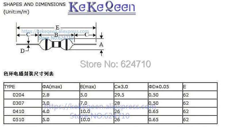 Description Picture 2 of item20PCS/LOT 0410 Color circle Coils Inductor 1UH - 8.2UH / 10UH - 82UH / 100UH - 820UH /1MH - 4.7MH 1/2W color ring inductor