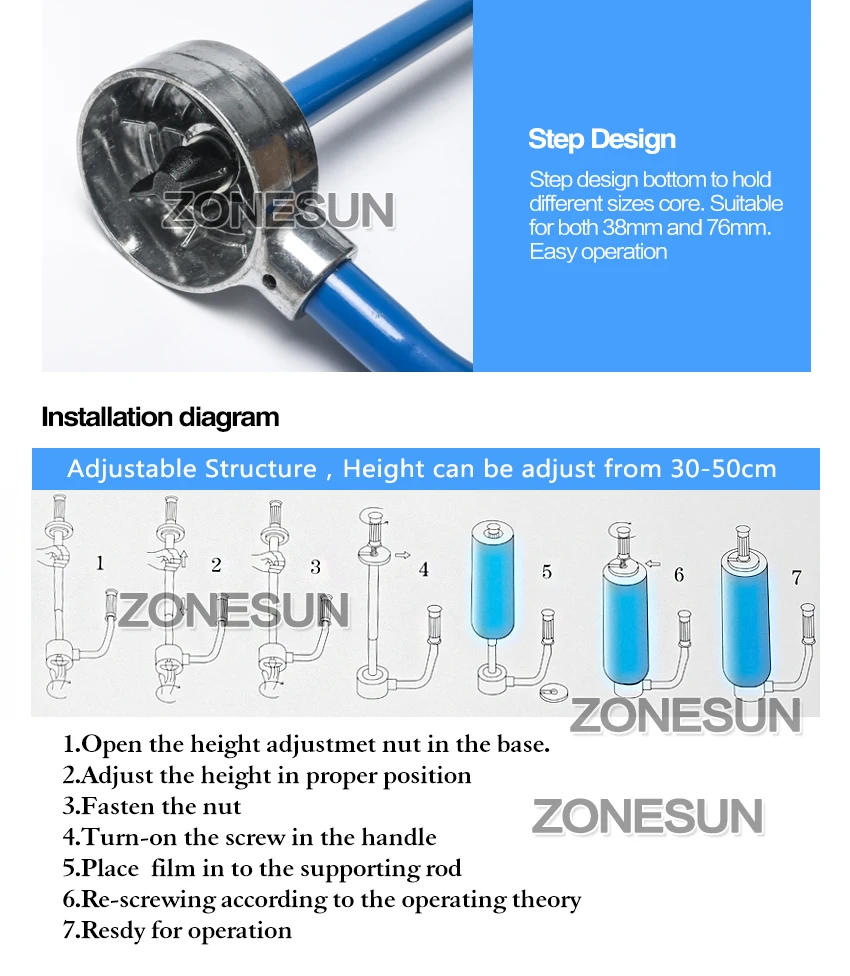 Description Picture 5 of itemZONESUN E610 hand stretch film dispenser wrapping tool