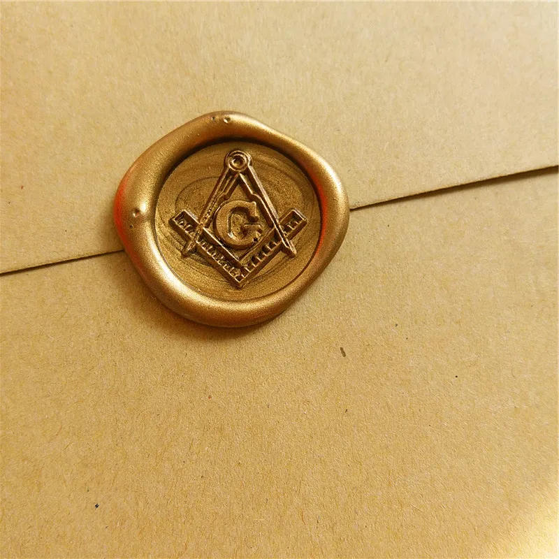 Description Picture 2 of itemFree-Mason Free and Accepted Masons logo The Free Mason's Symbo Compasses and  trisquare Letter G wax seal stamp ,sealing wax