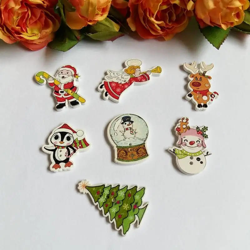 Description Picture 4 of item50pcs/pack Mix Christmas Decorative Wooden Buttons 2 Holes Handmade Scrapbooking For craft Supplies Sewing Accessories