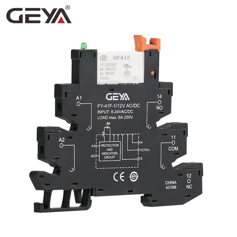 Description Picture 5 of item5PCS GEYA Slim Relay Module Protection Circuit 6A Relay 12VDC/AC or 24VDC/AC or 230VAC Relay Socket 6.2mm thickness 48V 110V