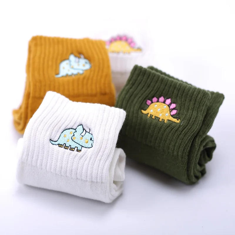 Description Picture 3 of itemCute Women Embroidery Dinosaur Cotton Socks white Lovely Cartoon Animal Vintage Short Socks Novelty Crazy Funny Cozy Sock Funky