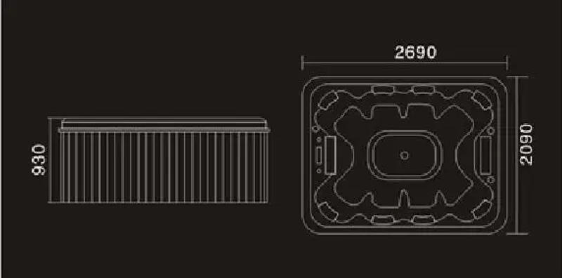 Description Picture 4 of item2690mm Swimming Pool 8 People Seats Whirlpool Bathtub Hydromassage Surfing Outdoor TV SPA NS2007