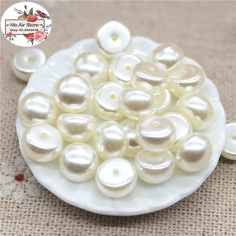 Description Picture 5 of itemIvory/White Round Pearl Beads Half Hole ABS Resin Flatback Simulated pearl Buttons Home Garden Crafts Cabochon Scrapbooking