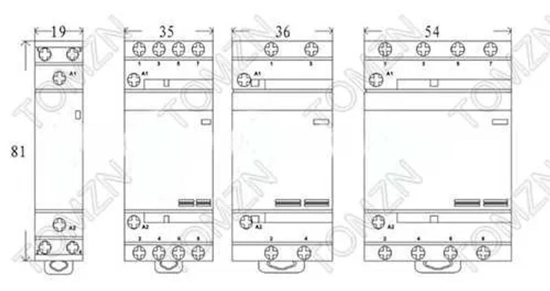 Description Picture 5 of itemCT1 2P 25A 24V coil 50/60HZ Din rail Household ac Modular contactor 2NO or 1NO 1NC