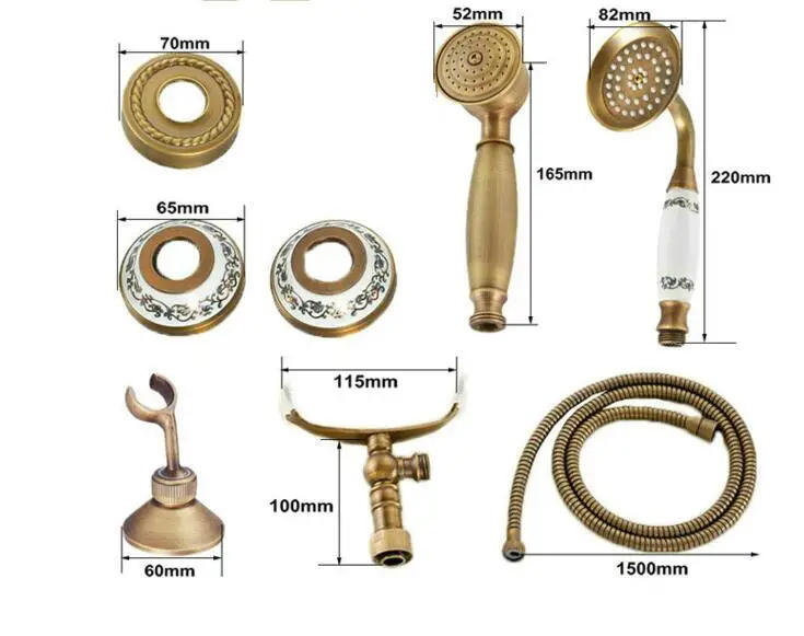 Description Picture 3 of itemBrass shower head set simple bathroom sprinkler hanging wall bath tub faucet hot and cold water mixing valve