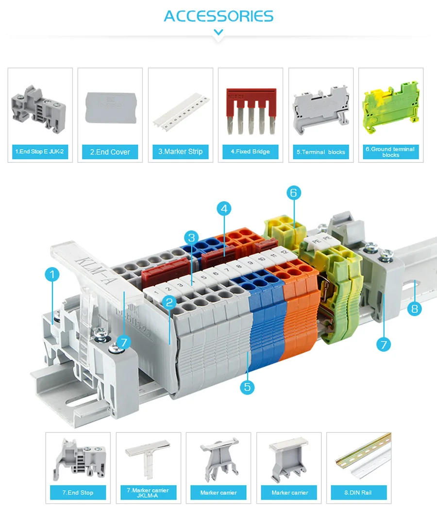 Description Picture 5 of item1Pc FBS 10-3.5 Wiring Jumper 3/5/10 Pin PT1.5 TW/QU 1.5mm Connector DIN Rail Terminal Block Accessories Plug-in Bridge FBS10-3.5