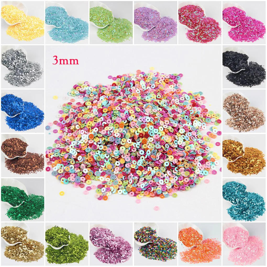 Description Picture 2 of itemPVC Loose Sequins Crafts DIY Accessory Flat Round Paillette Women Dress Sewing Decoration Size 3/4/5/6/10/15/20/25/30mm 10g
