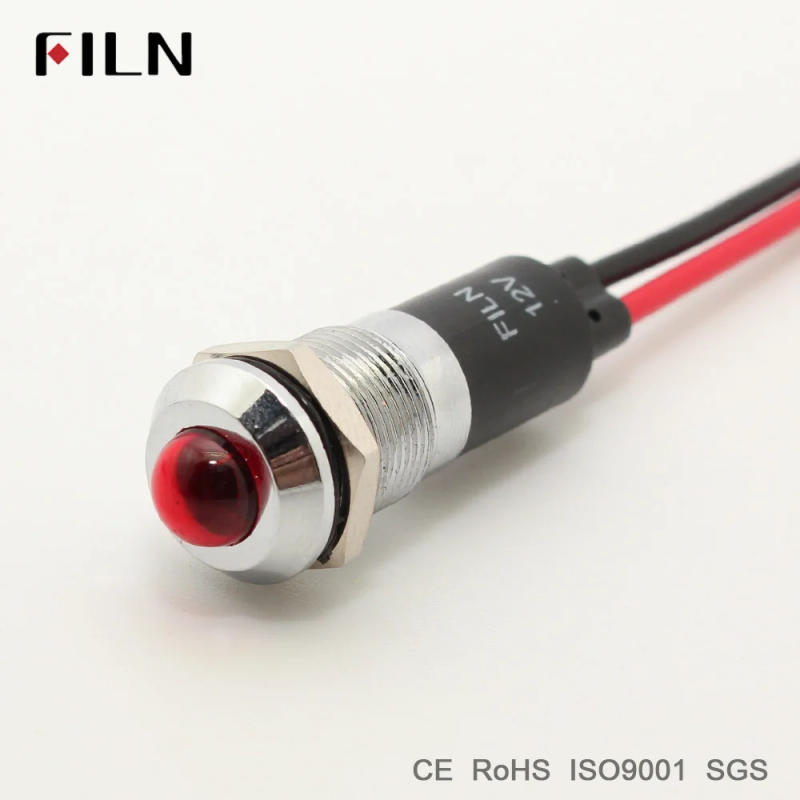 Description Picture 4 of itemFILN pilot indicator signal lamp 12mm 12v 24v 110v red blue green white led light with 20cm cable