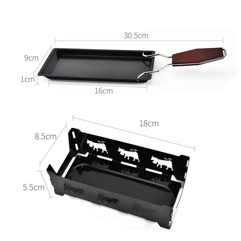 Description Picture 5 of itemGrill Cheese Raclette Set Non-stick Griller Mini BBQ Cheese Board Baked Cheese Oven Iron Swiss Cheese Melter Pan Tray