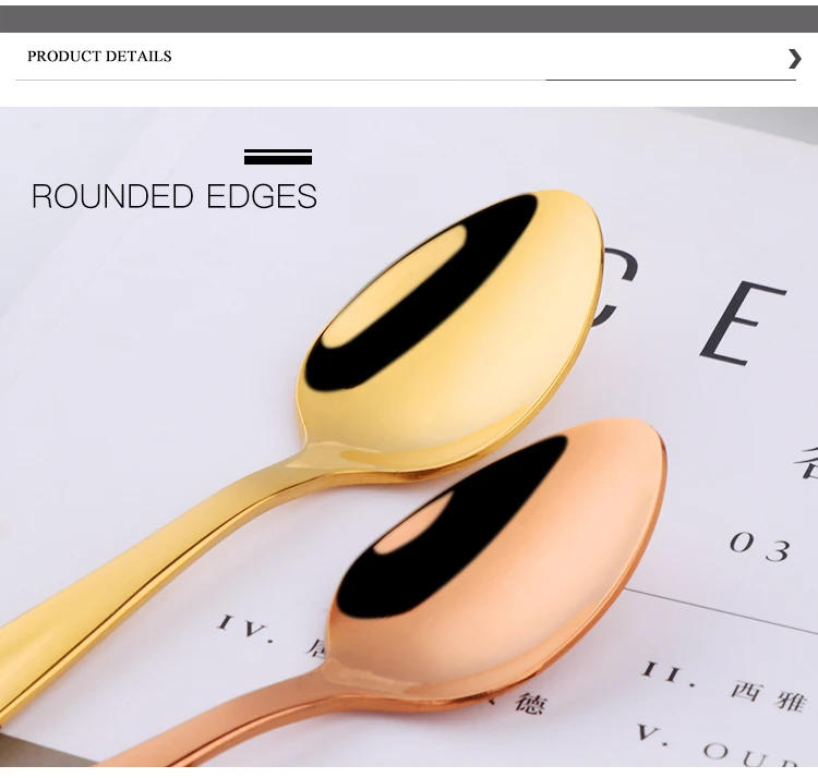 Description Picture 5 of item1Pc Tea Spoon Stainless Steel Coffee Spoons Children Mini Spoon Gold Dessert Scoop Rainbow Small Dinnerware Upgarded Party Tool