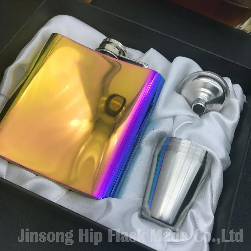 Description Picture 6 of item68set  Matt black  6oz hip flask with  4 cups and one funnel in black gift box,18/8 stainless steel