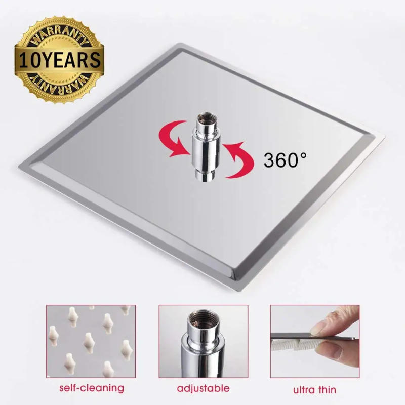 Description Picture 5 of itemBig Panel Ceiling Mounted Shower Head 8/10/12 Inch Ultrathin Rainfall Shower Stainless Steel Chrome Bathroom Faucet Accessories