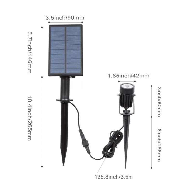 Description Picture 5 of itemT-SUN LED 6000K 3000K Solar Spotlights IP65 Waterproof Outdoor Solar Light Solar Wall Lights for Garden Decoration Lights Lamps