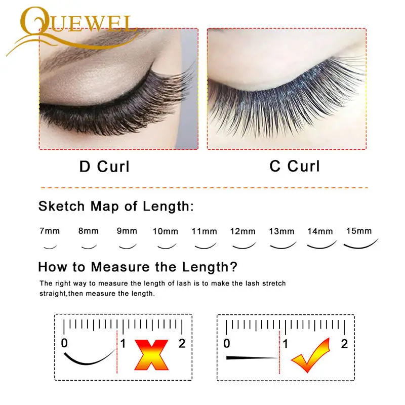 Description Picture 5 of itemQuewel Lashes Individual False Eyelash Extension 0.03-0.20mm Lashes Faux Mink Classice Eyelashes C/D/DD Curl Soft Natural Lashes