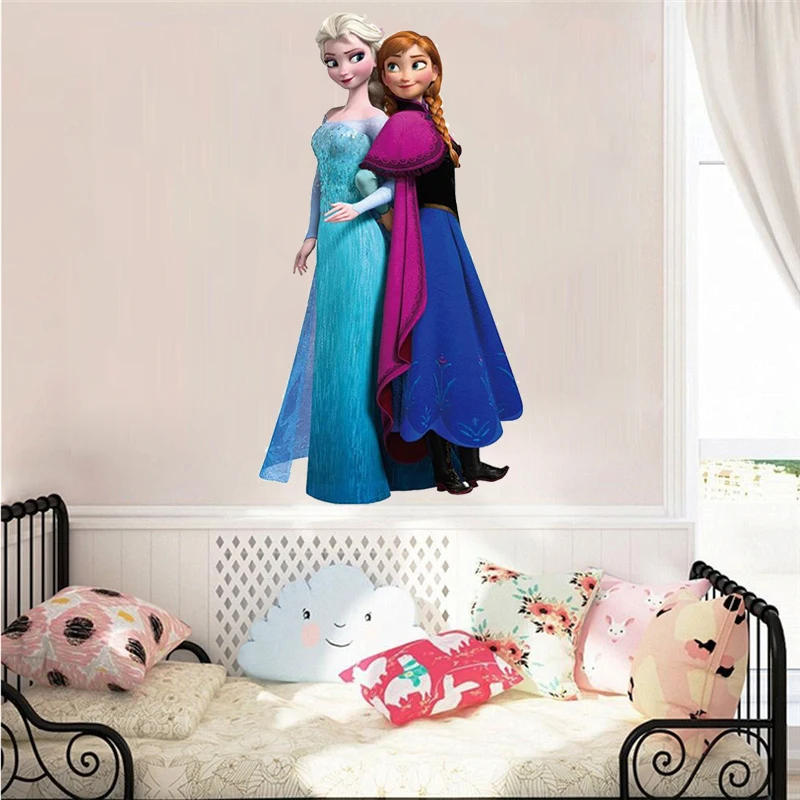 Description Picture 3 of itemCartoon Elsa & Anna Princess Frozen Wall Stickers For Sisters Room Decoration Diy Anime Home Decals Movie Mural Art Pvc Poster