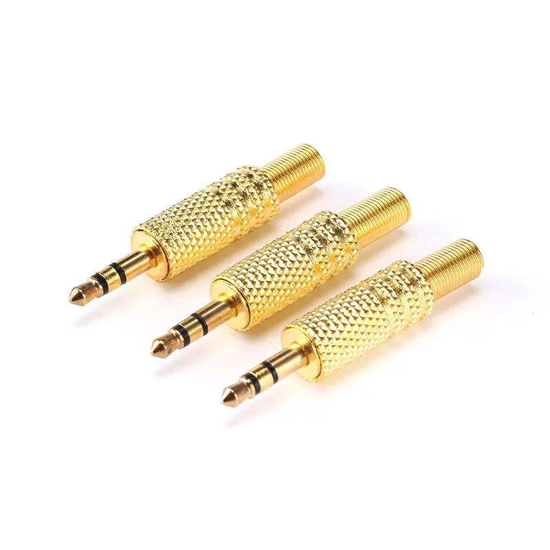 Description Picture 2 of item5pcs 3.5 jack 3Poles Plug Connector Stereo Metal 3.5 Plug & Jack Adapter With Spring Solder Wire Terminals