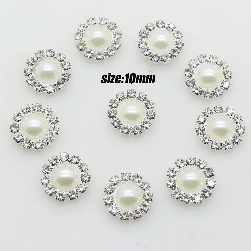 Description Picture 6 of item50pcs High Quality sewing ivory pearl Rhinestone buckles wedding embellishment hair bow DIY hair accessory 11mm