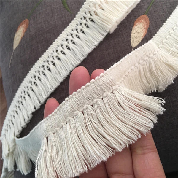 Description Picture 6 of itemNewest Quality 4cm-6cm Width Beautiful Cotton Fringe Lace Beige Tassel Lace Trim Curtain Lace Sewing Craft Material Z1223