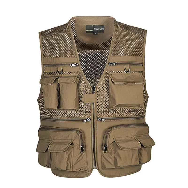 Description Picture 4 of itemUnloading Men's Vest Tactical Webbed Gear Coat Summer Photographer Waistcoat Tool Many Pocket Mesh Work Sleeveless Jacket