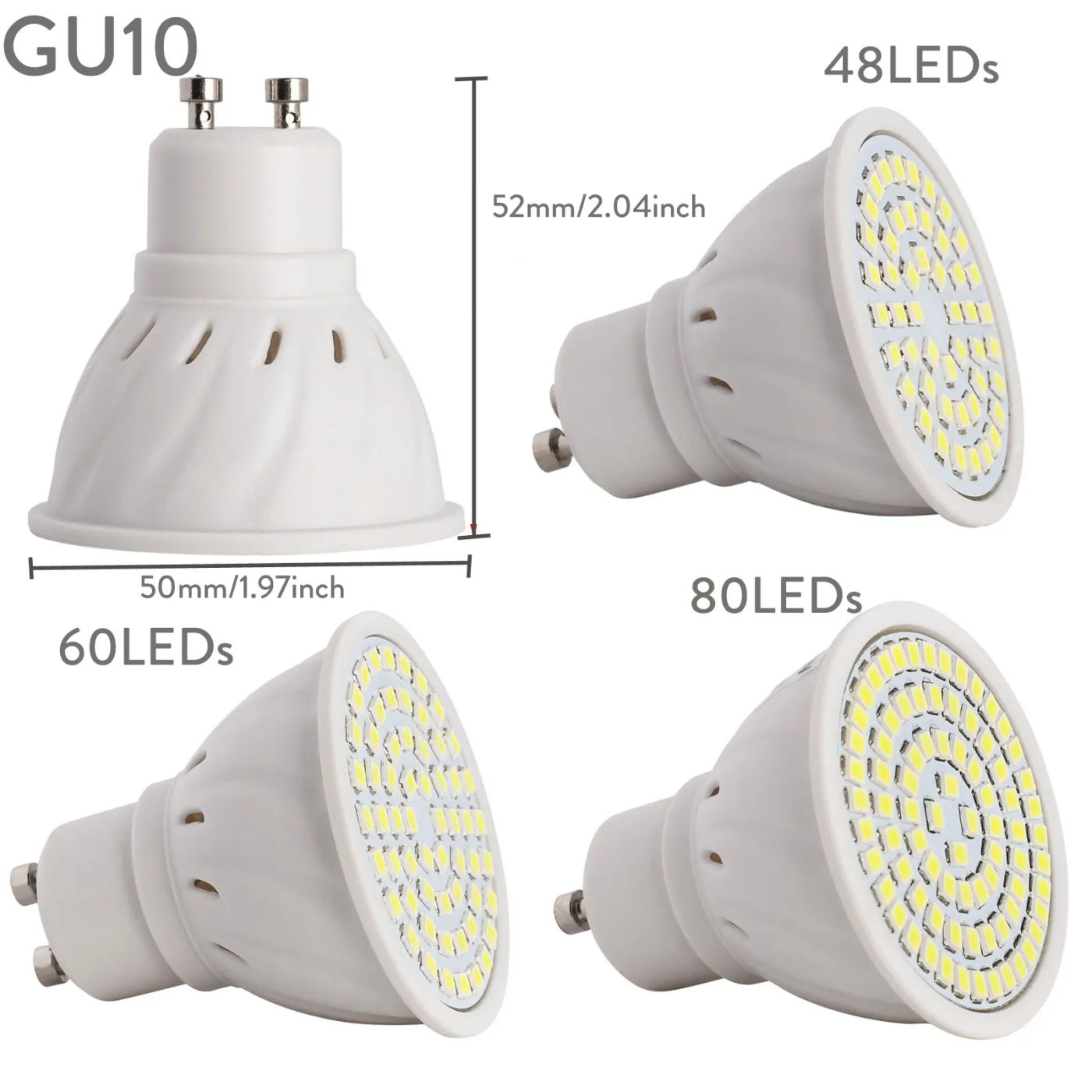 Description Picture 4 of itemLED spot lamp Bulb 110V 220V 230V E27 GU10 MR16 Spotlight SMD2835 48/60/80 LEDs spot light For kitchen home decor lighting