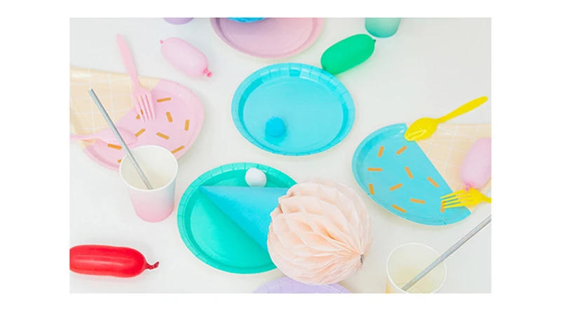 Description Picture 6 of item6pcs Mix Color Ice Cream Shape Disposable Paper Plates Wedding Birthday Party Baby Shower Kids Summer Party Decoration Supplies