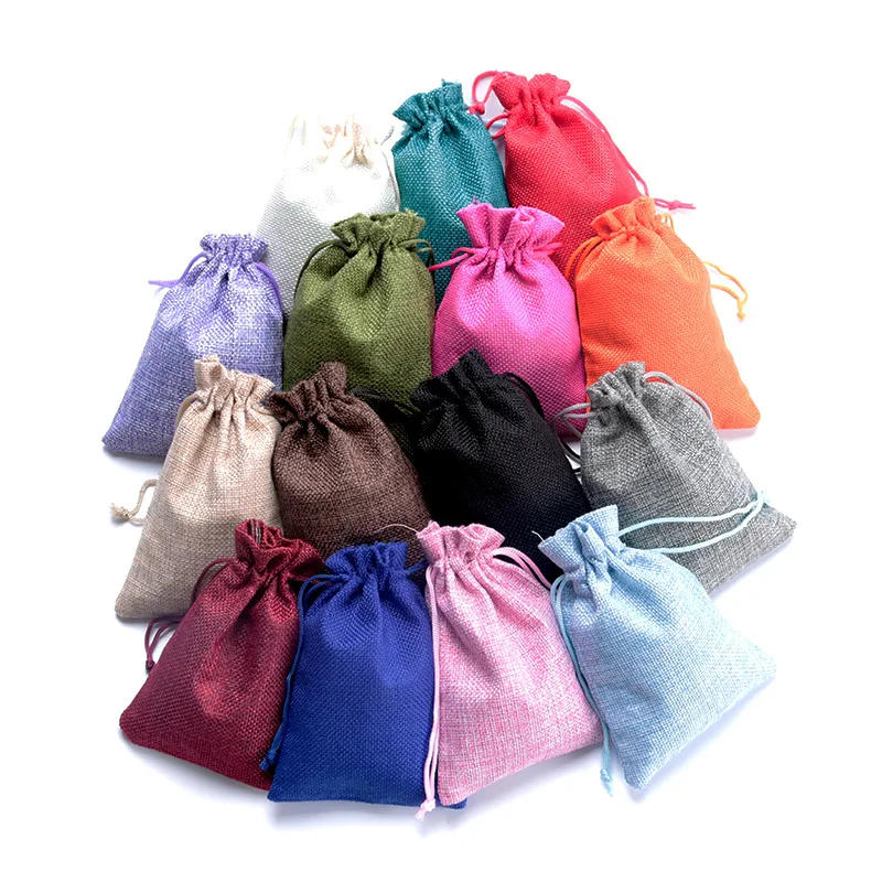 Description Picture 4 of item10pc Handmade Natural Burlap Cotton Linen Drawstring Gift Bags Favor Wedding Christmas Gift Bag Jewelry Packaging Bags&Pouches