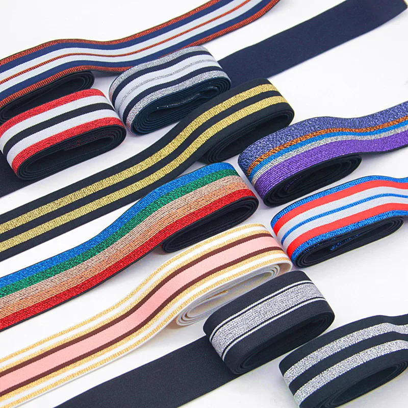 Description Picture 2 of itemGold Silver Rubber Elastic Bands 40MM Elastic Ribbon Clothing Bags Trousers Elastic Rubber 4CM Webbing DIY Sewing Accessories