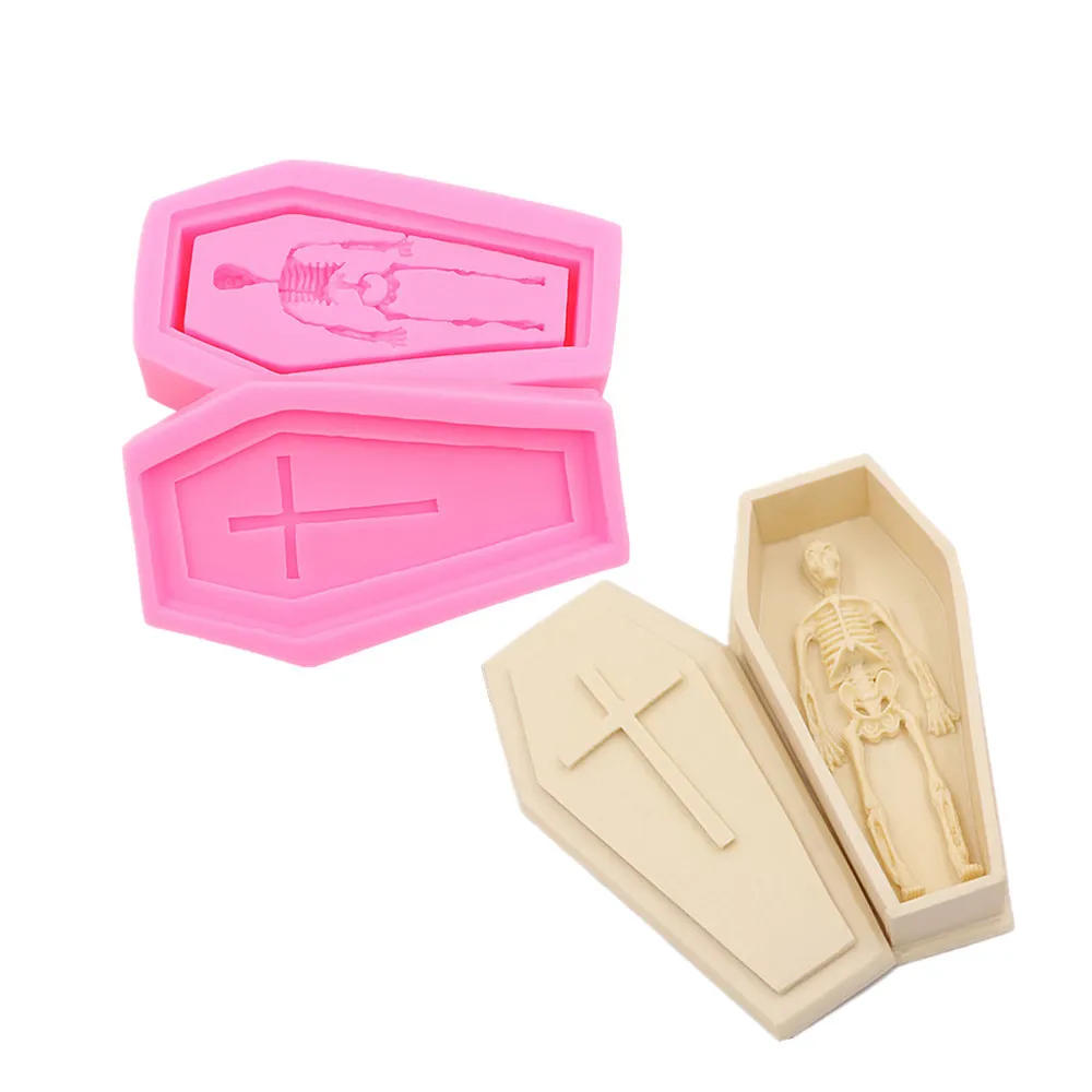 Description Picture 2 of itemCake Decorating Tools Halloween 3d Stereo 2 Pieces Ghost Bone Coffin Sugar Cake Mold Dessert Decoration Craft Pastry Bakeware