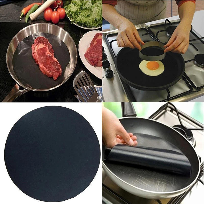 Description Picture 3 of itemRound Non-Stick Mat Pan Fry Liner Sheet Cooking Wok Kitchen Baking Pad BBQ Baking Mats Diameter 24cm Kitchen Tool