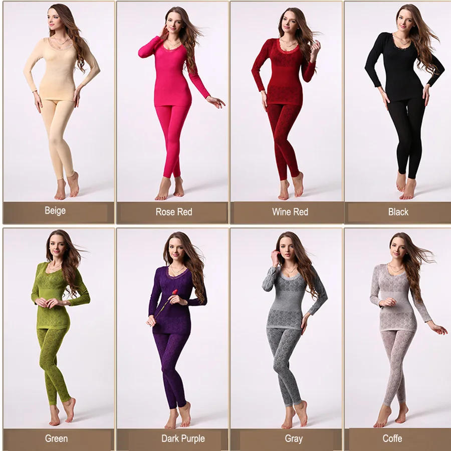 Description Picture 5 of itemSexy Women underwear sets or Thermal - Elastic modal High Neck Long Underwear comfortable Hot Tops + pants underwear Set