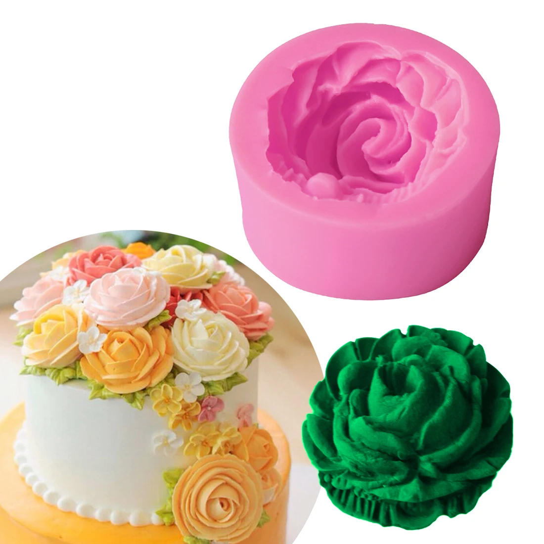 Description Picture 2 of itemCake Decorating Tools 3D Rose Flower Silicone Molds Fondant Gift Chocolate Cookie Soap Polymer Clay Baking Kitchen Accessories