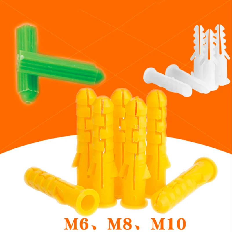 Description Picture 3 of item50pcs M6 M8 M10 Ribbed Plastic Anchor Wall Plastic Expansion Pipe Tube Wall Plugs For M3 M4 M5 M6 M8 Self-tapping Screws