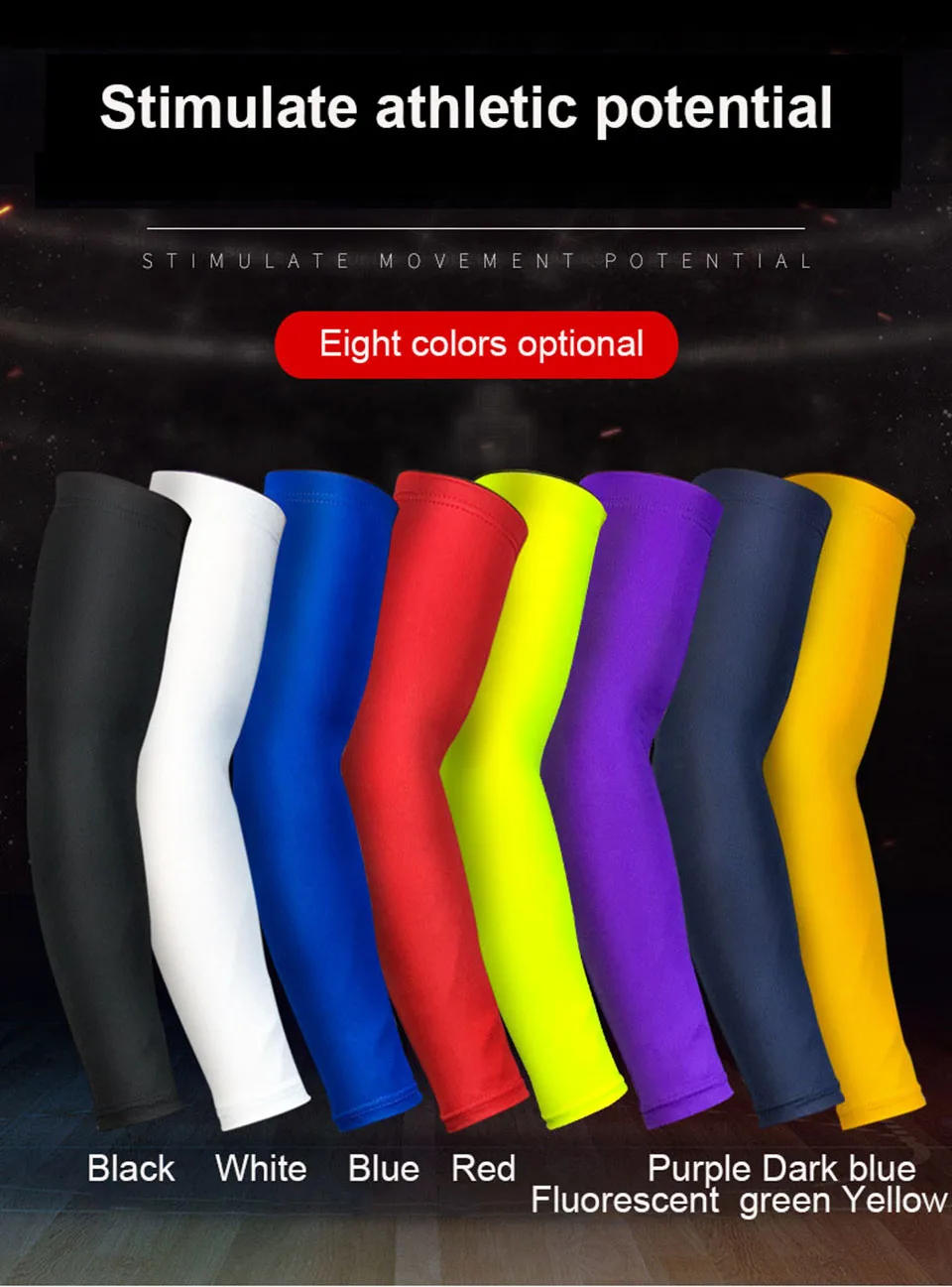 Description Picture 6 of itemMen High Elastic Basketball Arm Sleeves Armband Soccer Volleyball Elbow Support Brace Sports Accessories Women sports Safety