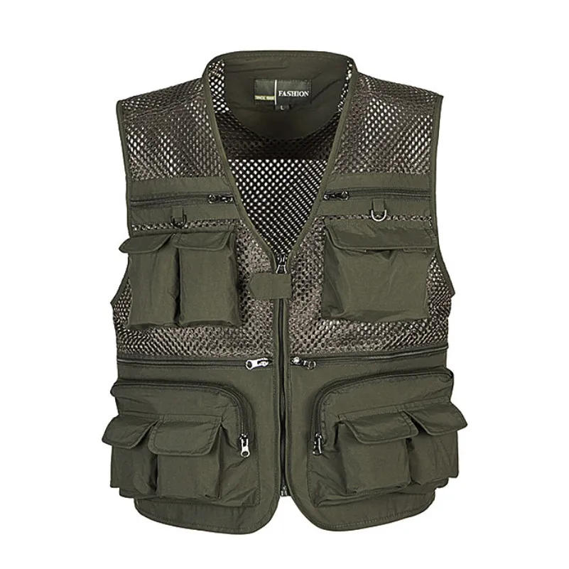 Description Picture 5 of itemUnloading Men's Vest Tactical Webbed Gear Coat Summer Photographer Waistcoat Tool Many Pocket Mesh Work Sleeveless Jacket