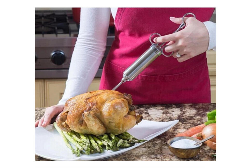 Description Picture 6 of itemGrill 2-oz Marinade Seasoning Injector Turkey Meat Injectors Stainless Steel Cooking Syringe Injection With 2-5 Needles