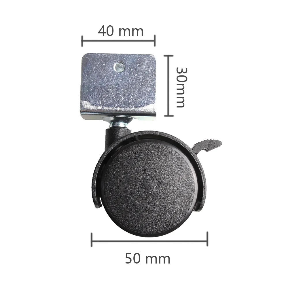 Description Picture 2 of item50mm Black Replacement Swivel Furniture Casters Office Chair Baby Crib Sofa Brake Plastic Rolling Rollers Wheels Caster
