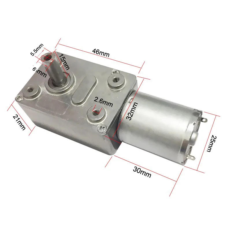 Description Picture 4 of item6V 24V Worm Gear Motor 12V Reducer 3-210RPM DC High Torque Electric Motor Metal Gear Reverse Self Lock For Automation Customized