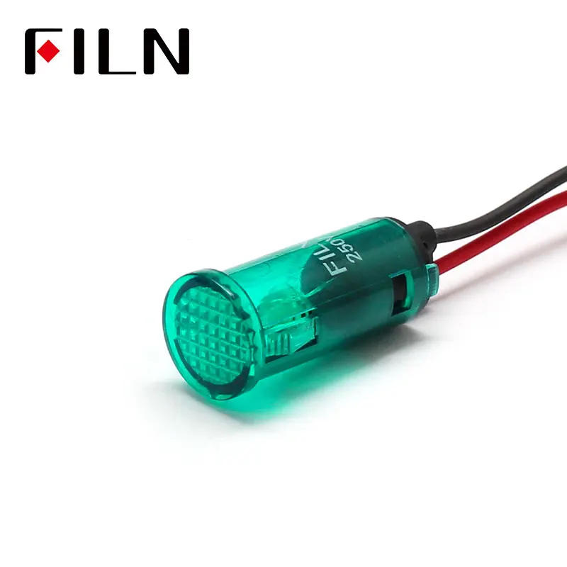 Description Picture 4 of itemFL1P 13mm 12v 250V plastic indicator light with 20cm cable on the surface of the grid