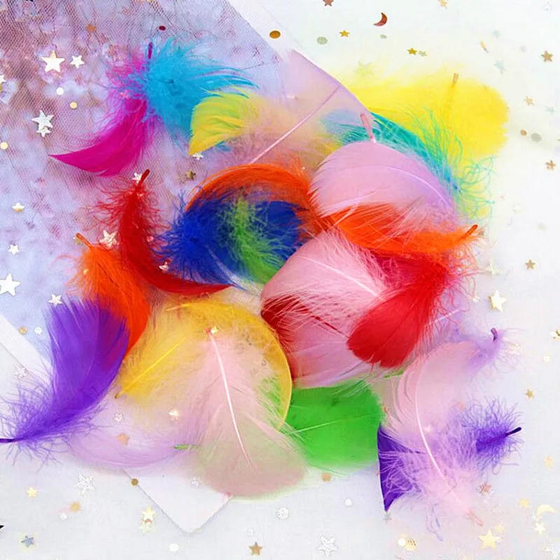 Description Picture 4 of itemNatural Goose Feathers 4-8cm Small Floating Colourful Swan Feather Plume for Craft Wedding Jewelry Home Decoration Plumes 100pcs