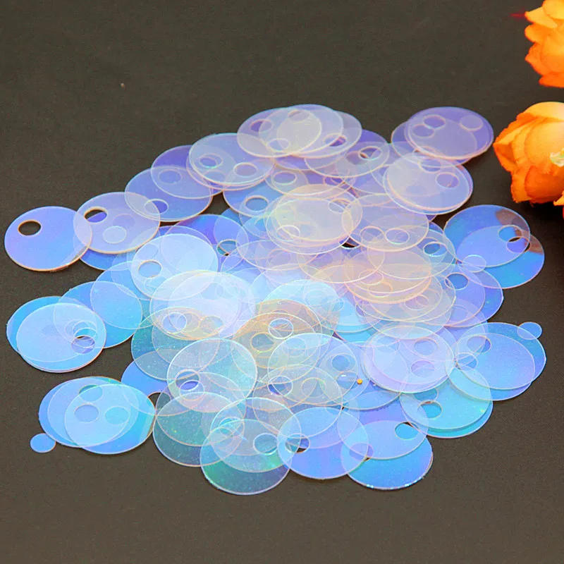 Description Picture 3 of itemSequin 20mm PVC Flat Round Loose Sequins 2cm Paillette Sewing Craft Women Garments Accessories with Big Hole 10g