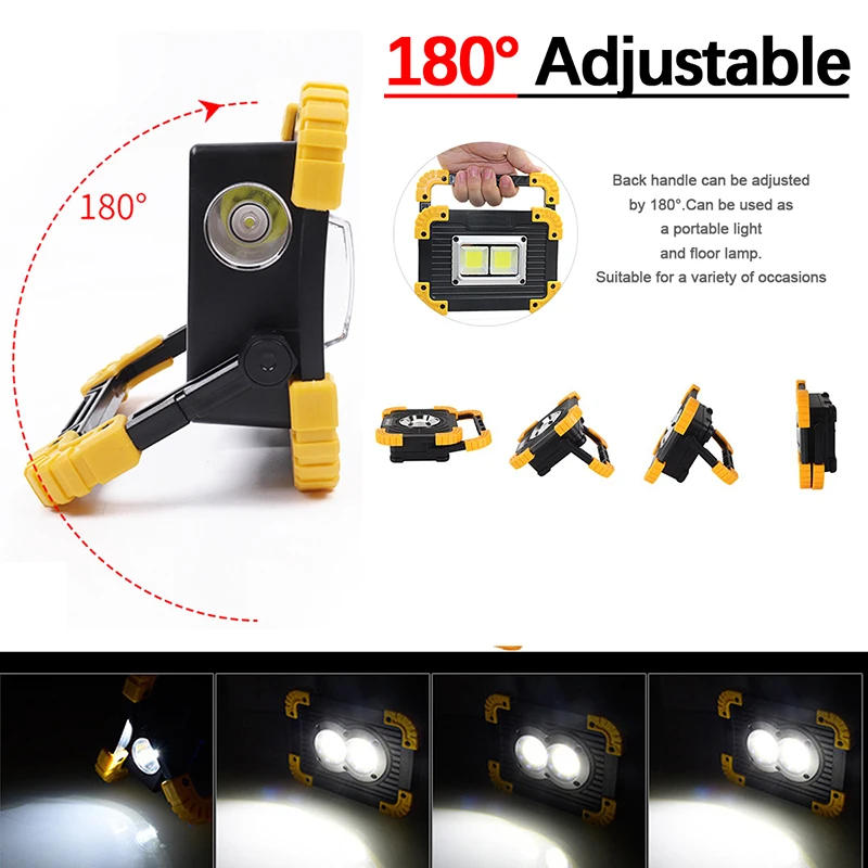 Description Picture 6 of itemSuper Bright COB Led Work Light Led Portable Spotlight Rechargeable for Outdoor Lampe Led Flashlight use 2*18650