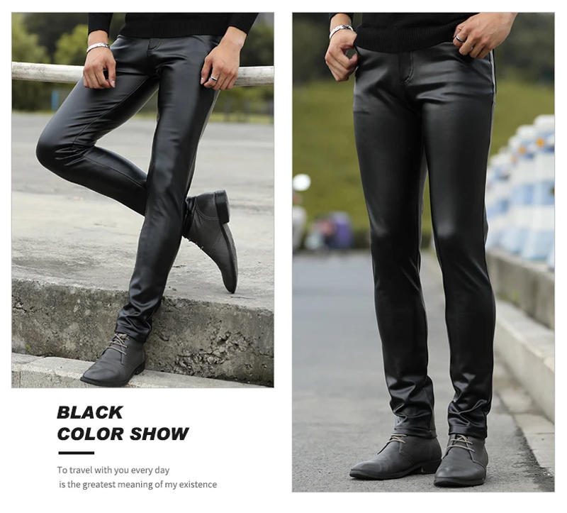 Description Picture 3 of itemHOO 2024 autumn of cultivate one's morality play high fashionable young tight leather pants and feet locomotive PU leather pants