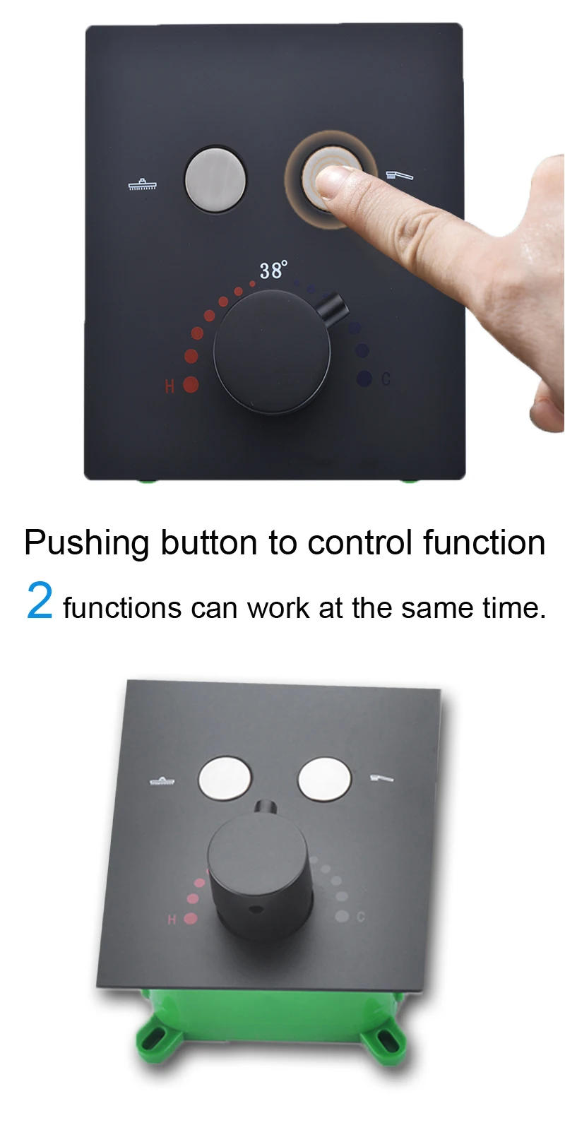 Description Picture 3 of itemBathroom Accessories 2 Ways Wall Mounted Thermostatic Mixer Brass Matt Black