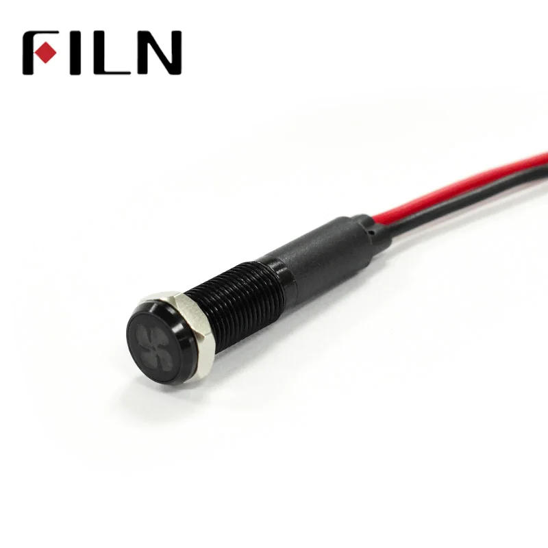 Description Picture 6 of itemFILN 8mm black housing led red yellow white blue green 12v led indicator light with 20cm cable